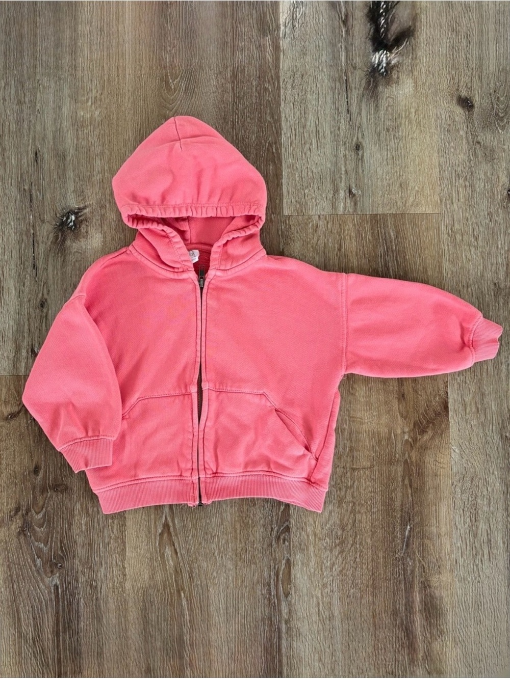 ZARA Kids Zip-up Hoodie in Coral Red Size: 18-24 months| Fall Layering